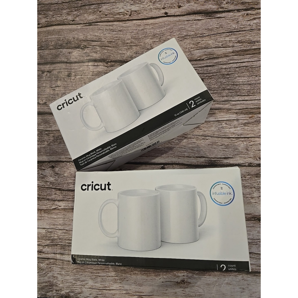 Cricut Mug Press Ceramic Mug Blank 12oz Package of 2 (4 Ttl)White New (250)